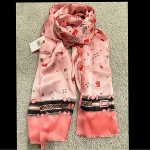 Pierre Cardin Pink Patterned Silk Scarf